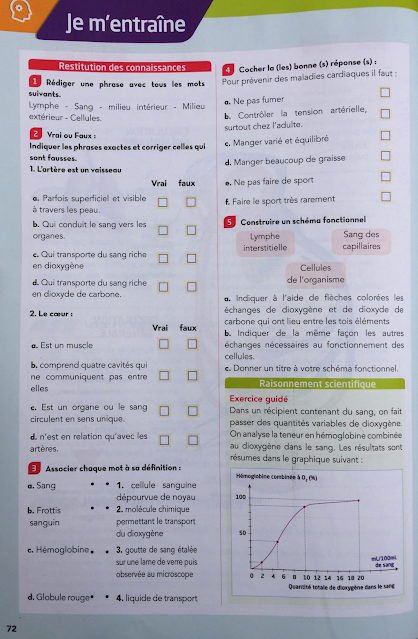 exercices circulation sanguine 3ac svt manual d'élève