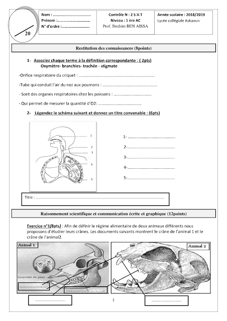 Contrôle N2 SVT 1AC pdf