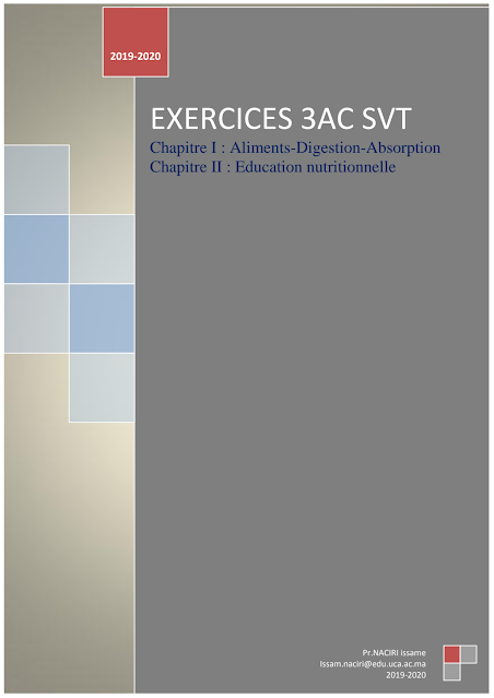 Exercices SVT Semestre 1 Éducation nutritionnelle et hygiène de l’appareil digestif