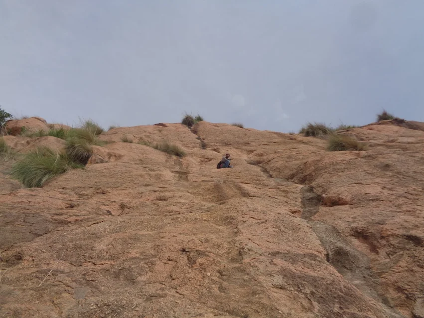 The two motorcycles parked at the base of Bhairavadurga hill.