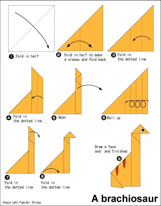 බ්රැකියෝසෝරස්ව හදමු (Origami Brachiosaurus) - Your Choice Way