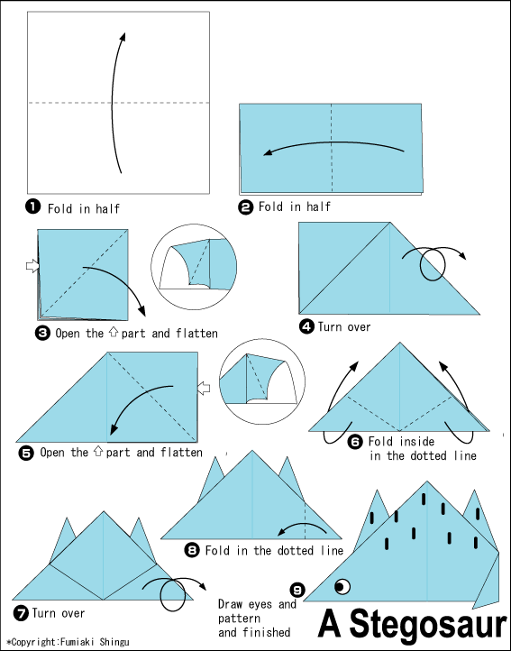 ස්ටෙගෝසෝර්ව හදමු (Origami Stegosaur) - Your Choice Way