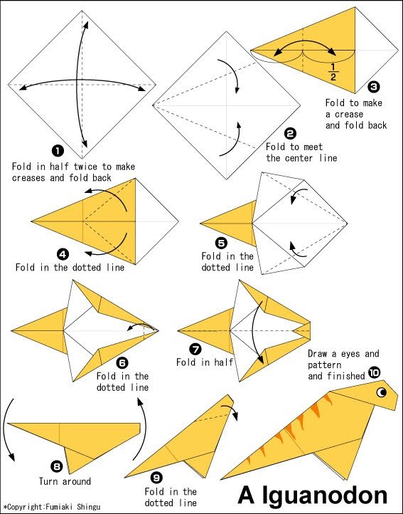 ඉගුවානෝඩන්ව හදමු (Origami Iguanodon) - Your Choice Way