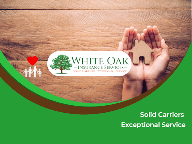 The Logo for White Oak Insurance Services with a graphic of a family of 4 holding hands and a heart above them