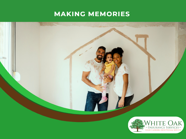 A family of three in Woodstock, GA purchased homeowner's insurance through White Oak Insurance Services are now in their home painting the walls making it their own.