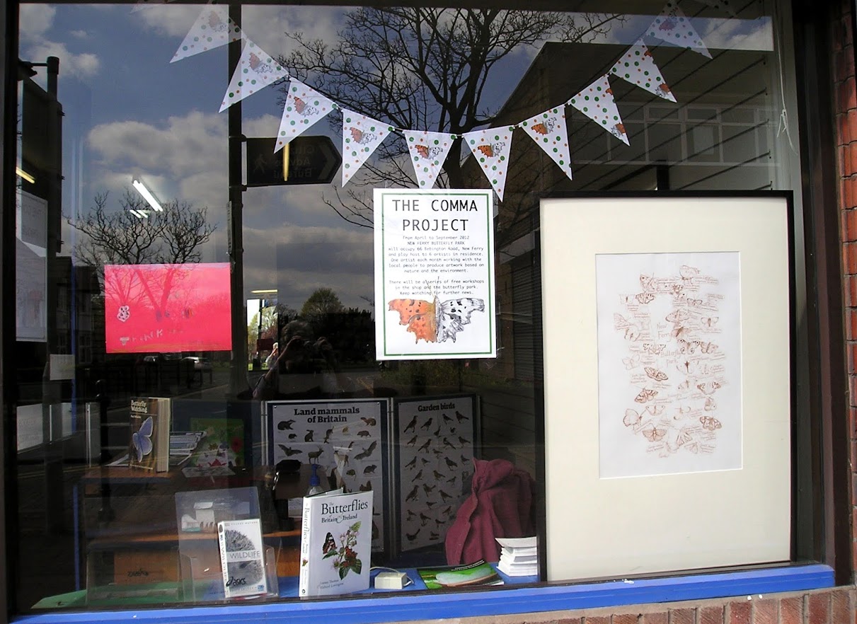 The window of The Comma Project in New Ferry The window of The Comma Project in New Ferry