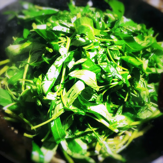 Stir Fried, Tung Choi, water spinach, ong choy, morning glory, Shrimp Paste, chinese, recipe,  蝦醬,炒,通菜