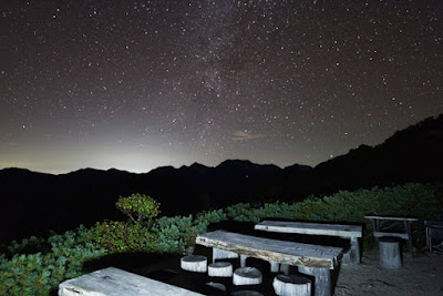 満天の星空、天空ベンチと五色ヶ原、立山・剱連峰、針ノ木岳