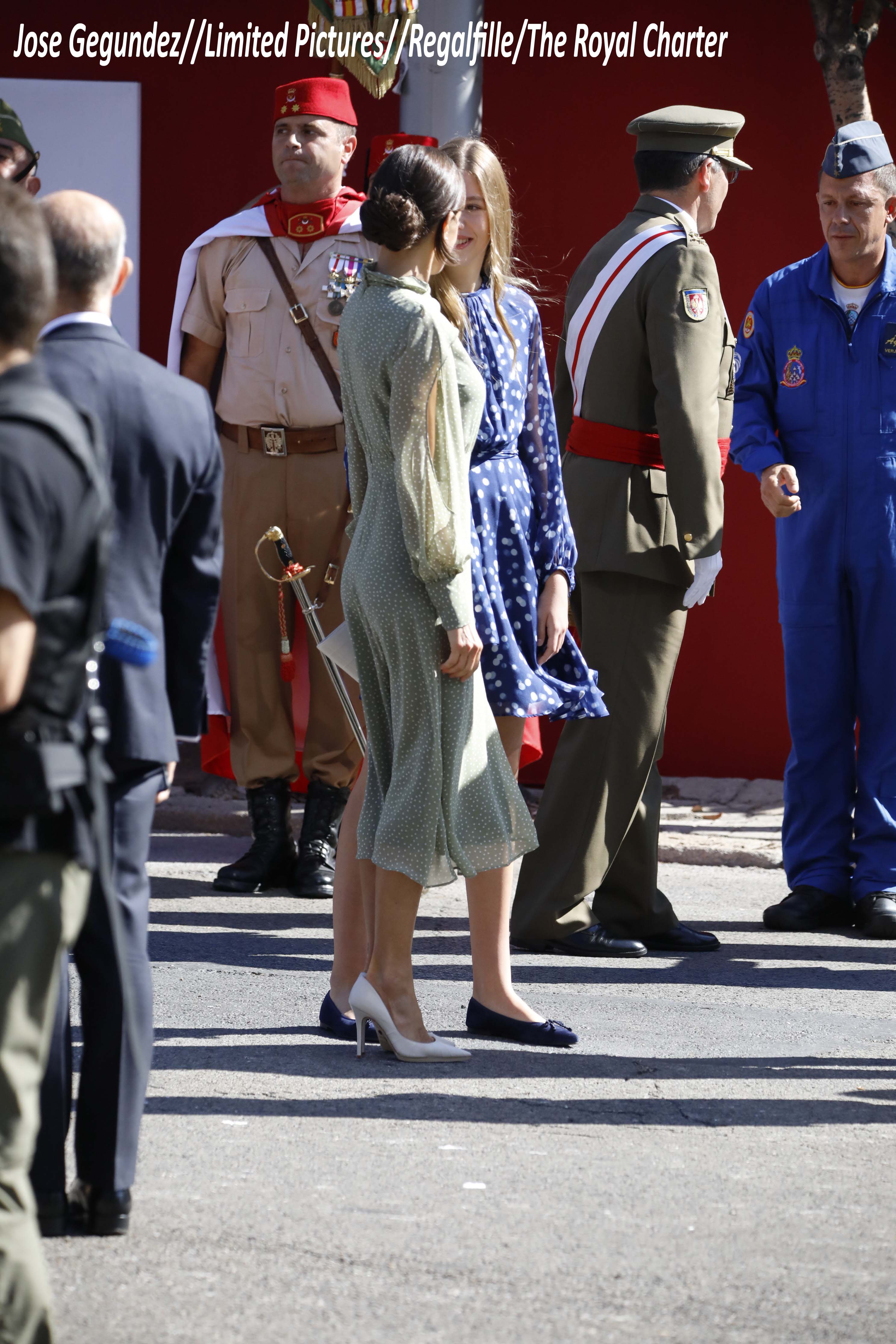 Queen Letizia with infanta Sofia at the Annual day Parade