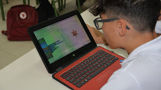 Student designing a 3D star