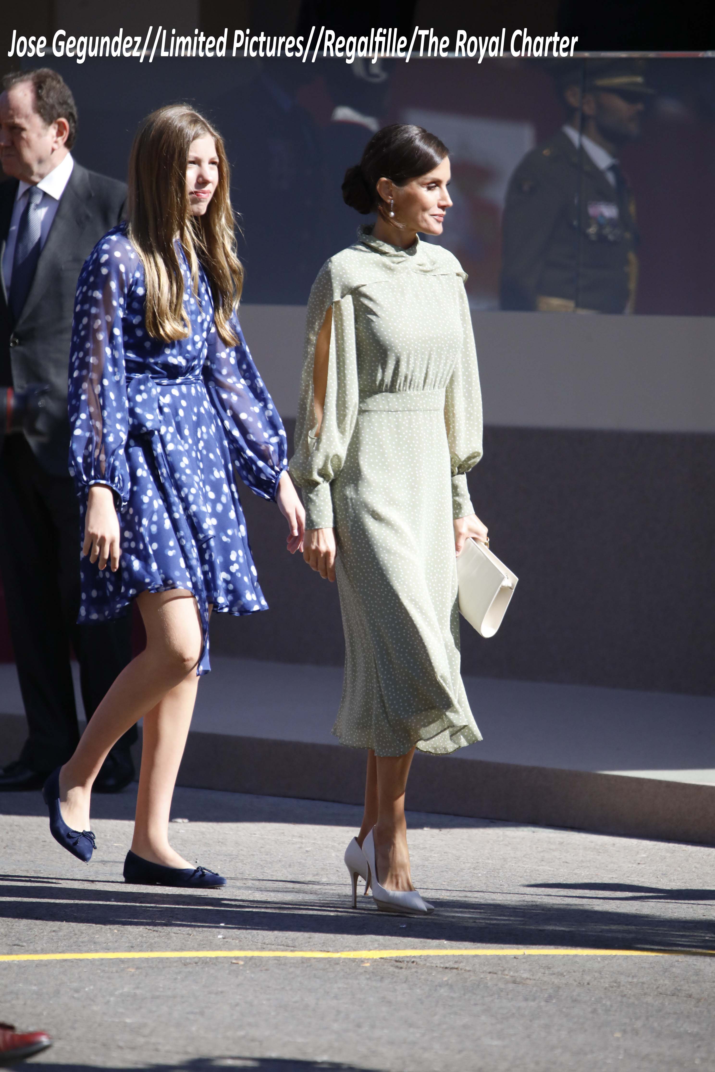 Infanta Sofia with Queen Letizia at the National Day Parade