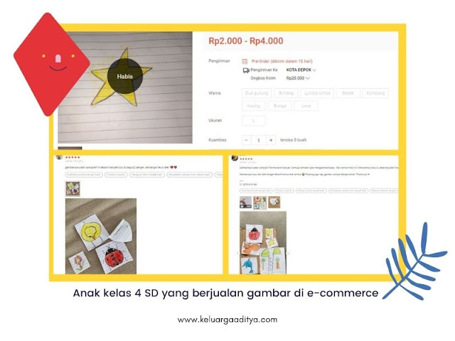 contoh creativepreneur anak SD kelas 4 yang berjualan gambar di e-commerce