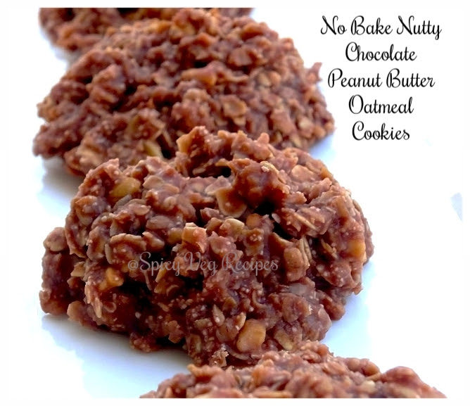 No-Bake Nutty chocolate, peanut butter & oatmeal Cookies Recipe