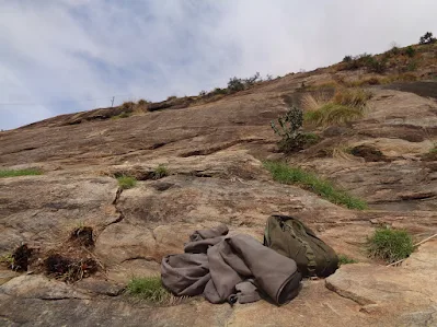 The trek back, hiker had to be cautious as the descent of kabbaladurga is steep