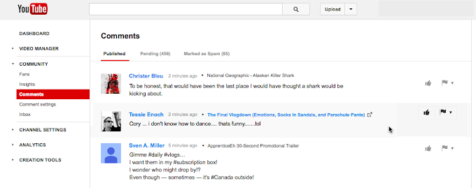 Youtube crée une page de gestion des commentaires